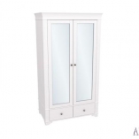 Шкаф 2х дверный с зеркальными дверями Бейли белый воск