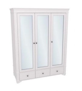 Шкаф 3х дверный с зеркальными дверями Бейли белый воск